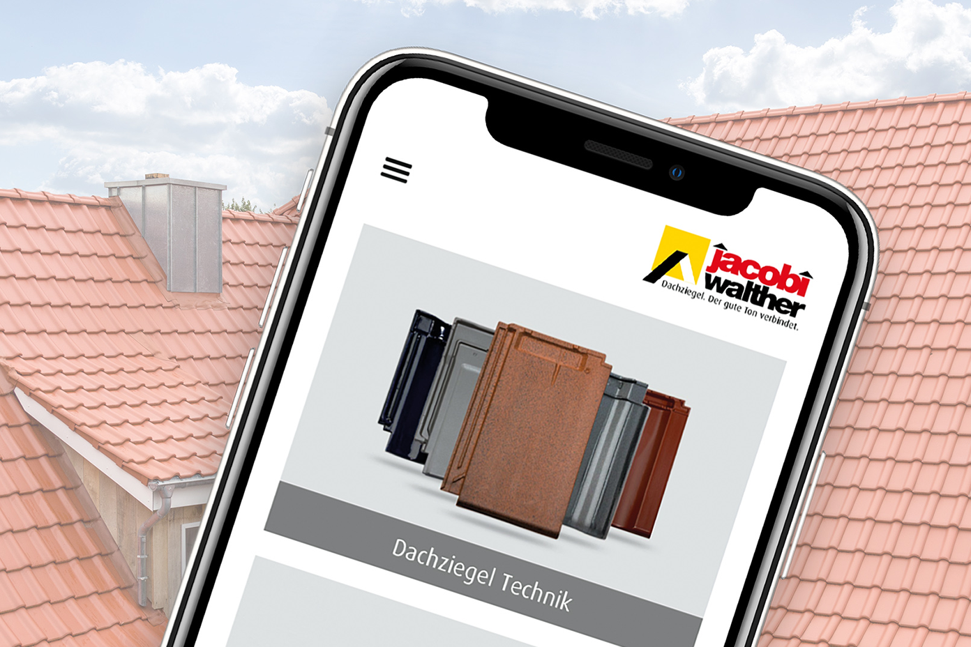 Bild von App mit technischen Daten zu den Dachziegeln von Jacobi