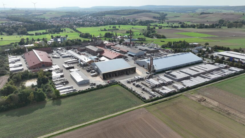 Luftaufnahme Bilshausen, Hauptstandort der Jacobi Tonwerke GmbH