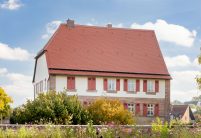 Burg in Cadolzburg mit Biberschwanzziegel Rautenspitz neu eingedeckt