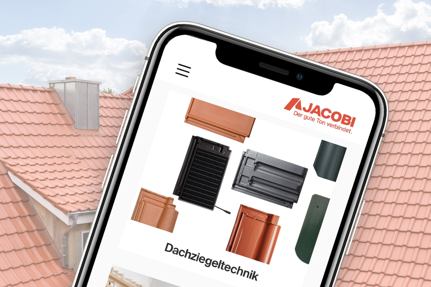Die Jacobi Dachziegeltechnik App - immer alle wichtigen Informationen und technische Daten rund um unsere Produkte dabei.