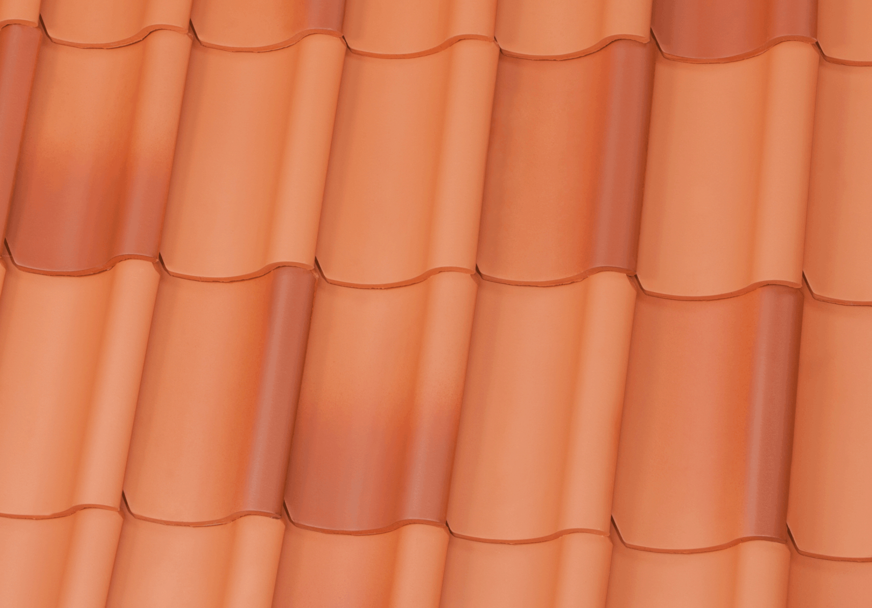 Fläche gedeckt mit Hohlpfanne H2 in friesisch-bunt Salzbrand