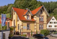 Einfamilienhaus mit Flachdachziegel W6v in rotbraun