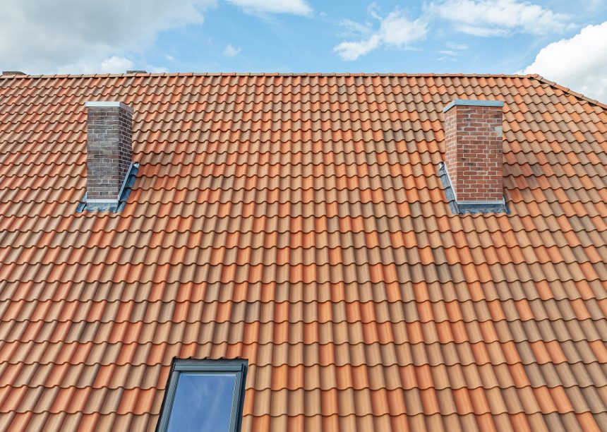 Denkmalgeschütztes Haus mit Krüppelwalmdach und Z5 in rot-bunt gedämpft mit schönem Schwung am Dach, gedeckt von Schwarz Holzbau