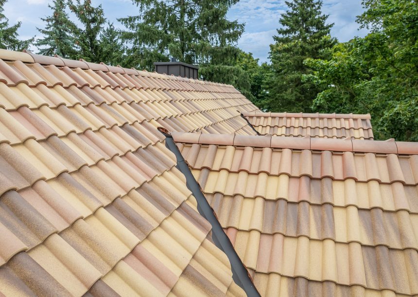 Romanische Pfanne Marko von Jacobi Dachziegel in der aufregenden Oberfläche Bella Casa mit Details von der Kehle