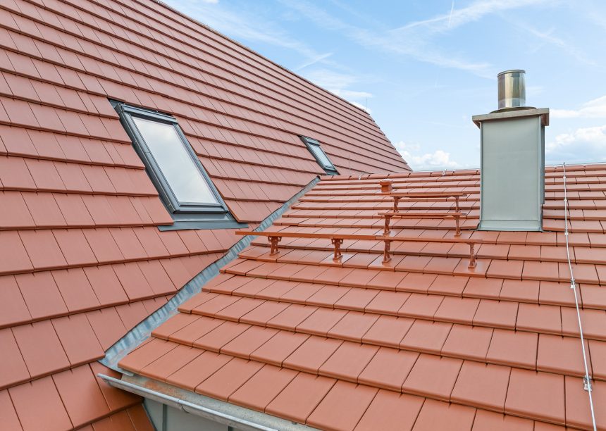 Details vom Langrost und Endloslaufrost auf Stylist Dach, der Flachziegel von Jacobi, in rotbraun