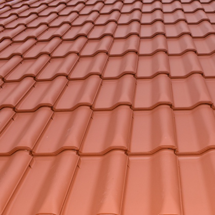 Flächenbild von Dachziegel W4v, Langenzenner Flachdachziegelmodell, in der Farbe rotbraun